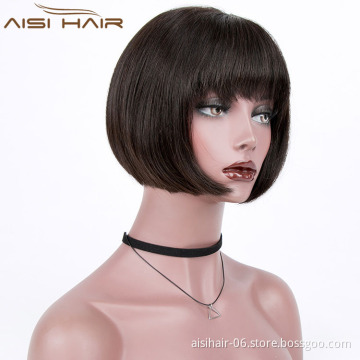 Aisi Hair Wholesale 10a Grade Peruvian Hair in China 8 Inch Full Lace Bob Wigs For Black Women